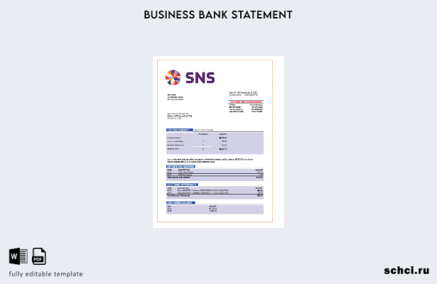 цифровая загрузка выписки по корпоративному счету SNS Bank в формате Word и PDF 